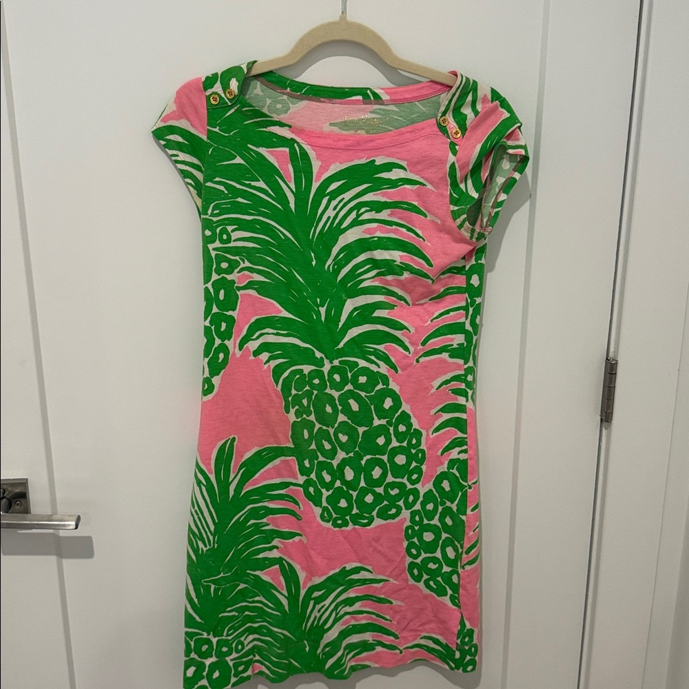 Lilly Pulitzer Pink and Green Pineapple Loren Dress Size XS